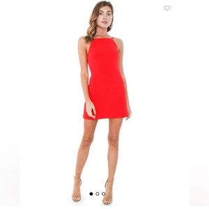 French Connection Whisper Square Neck Strappy Dress in Red Size 6